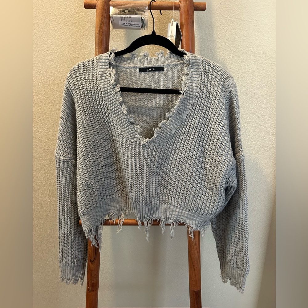 Slate Grey Zaful cropped sweater size S/M